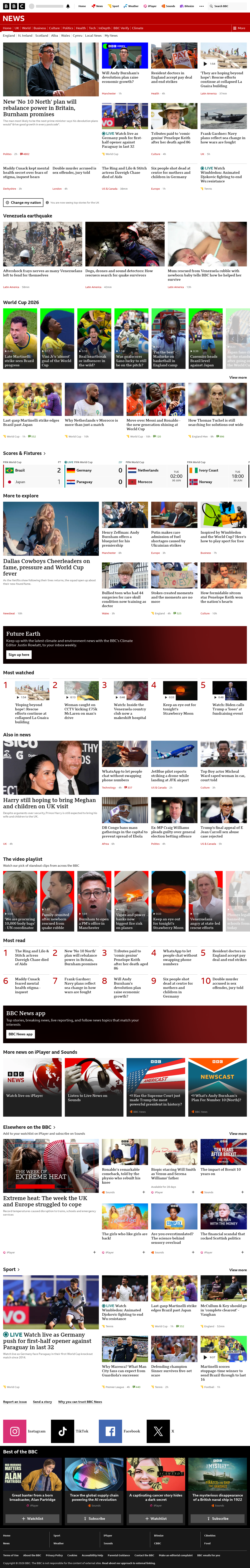 BBC News snapshot from Monday, 29 June 2026 at 22:00