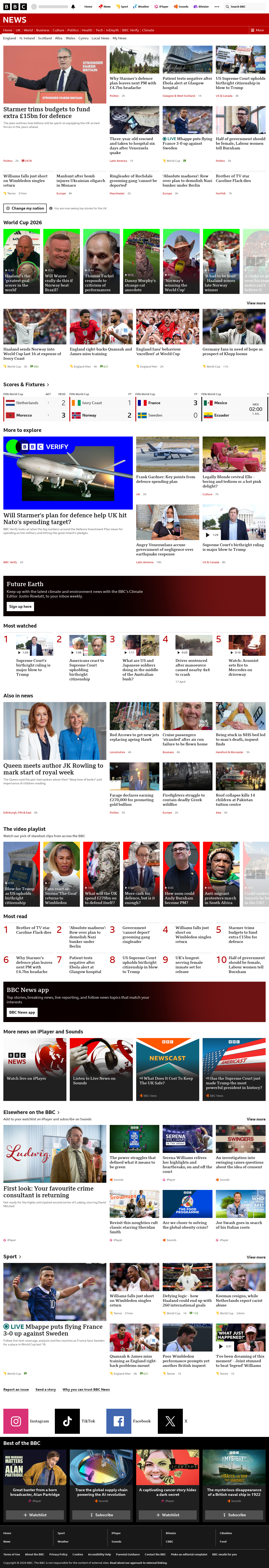 BBC News snapshot from Wednesday, 1 July 2026 at 00:00
