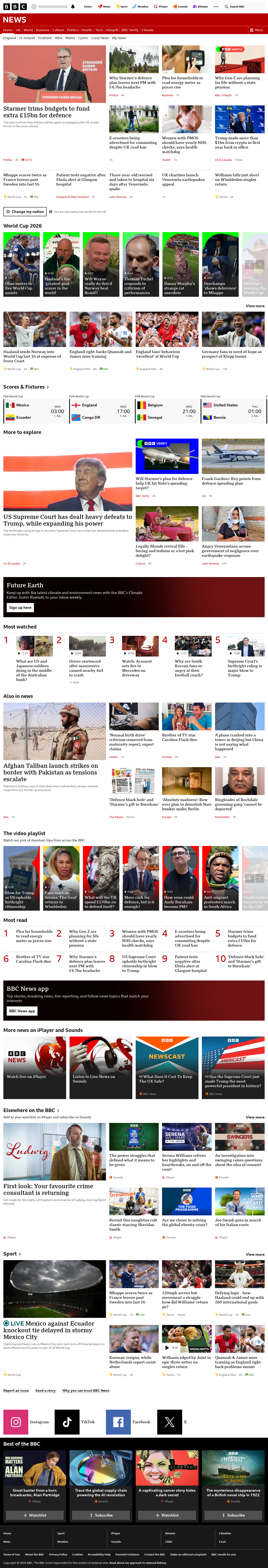 BBC News snapshot from Wednesday, 1 July 2026 at 02:00