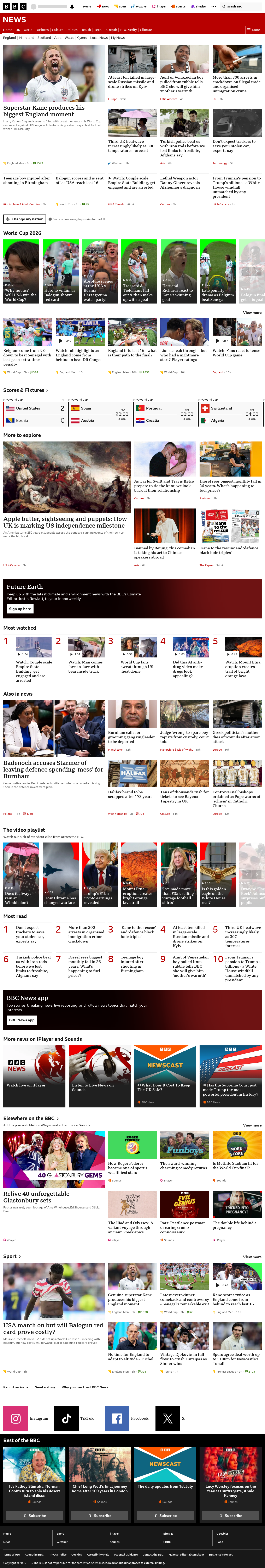 BBC News snapshot from Thursday, 2 July 2026 at 06:00