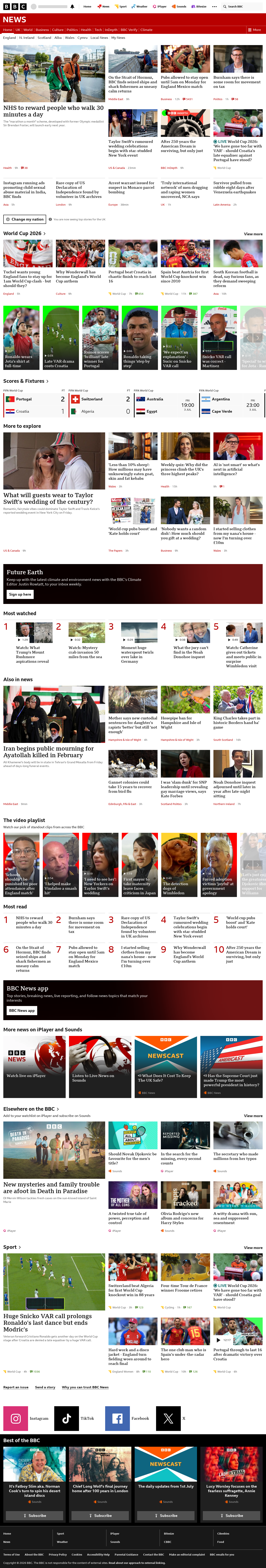 BBC News snapshot from Friday, 3 July 2026 at 10:00