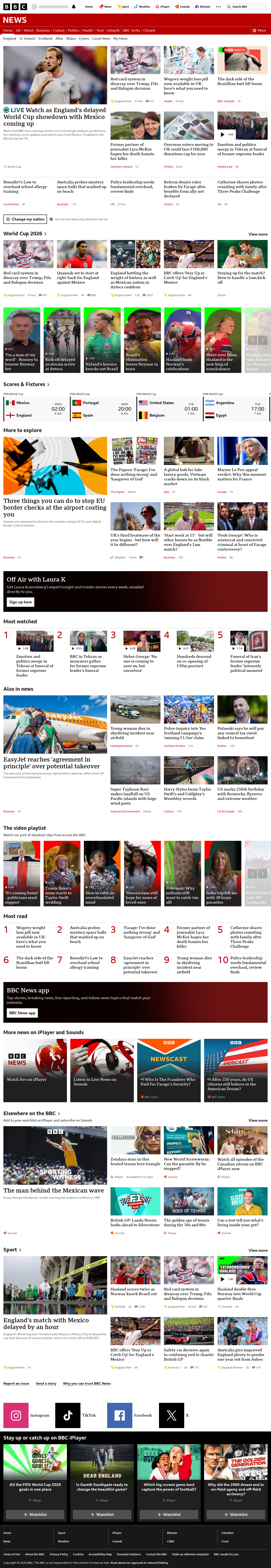 BBC News snapshot from Monday, 6 July 2026 at 02:00