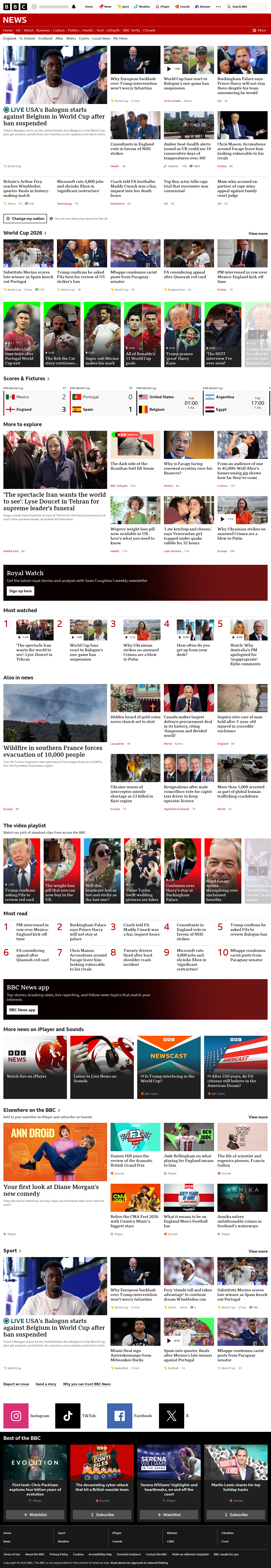 BBC News snapshot from Tuesday, 7 July 2026 at 00:00