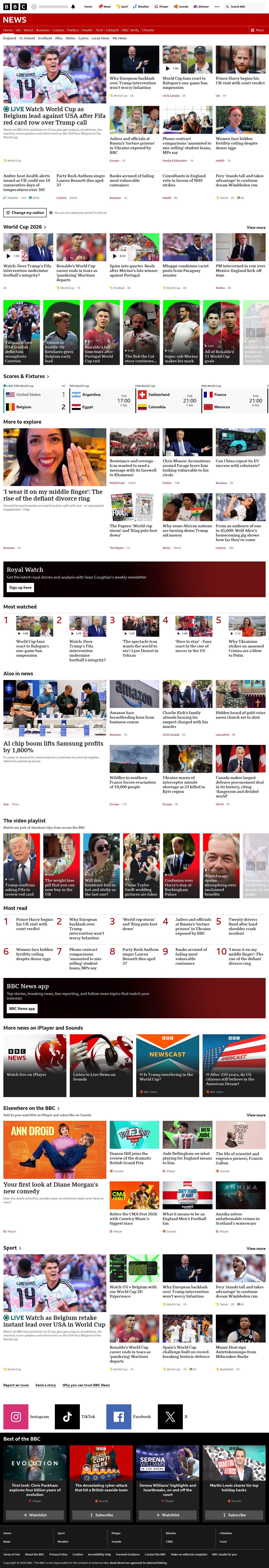 BBC News snapshot from Tuesday, 7 July 2026 at 02:00