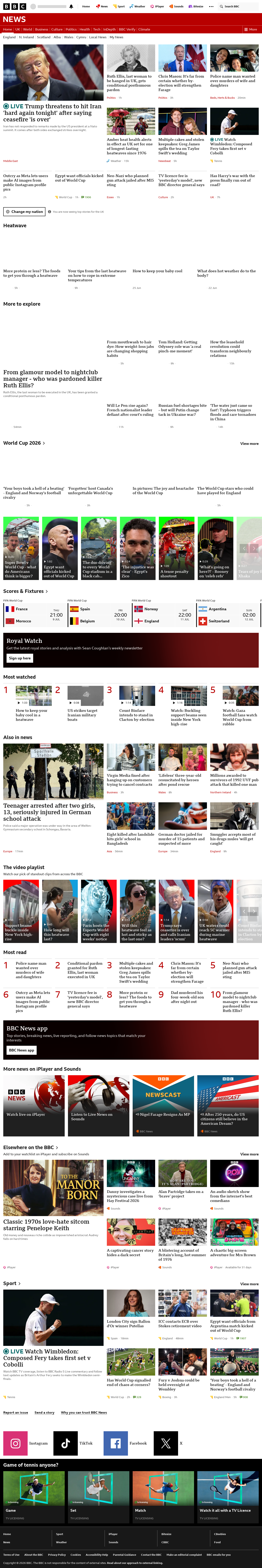 BBC News snapshot from Wednesday, 8 July 2026 at 16:00