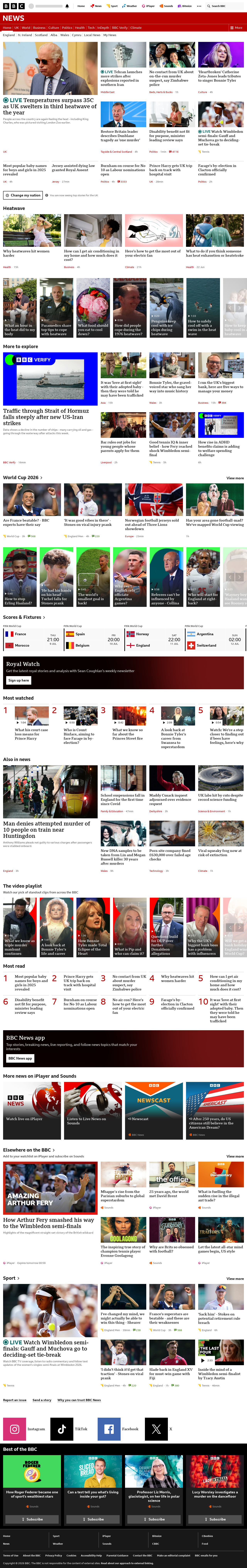 BBC News snapshot from Thursday, 9 July 2026 at 16:00