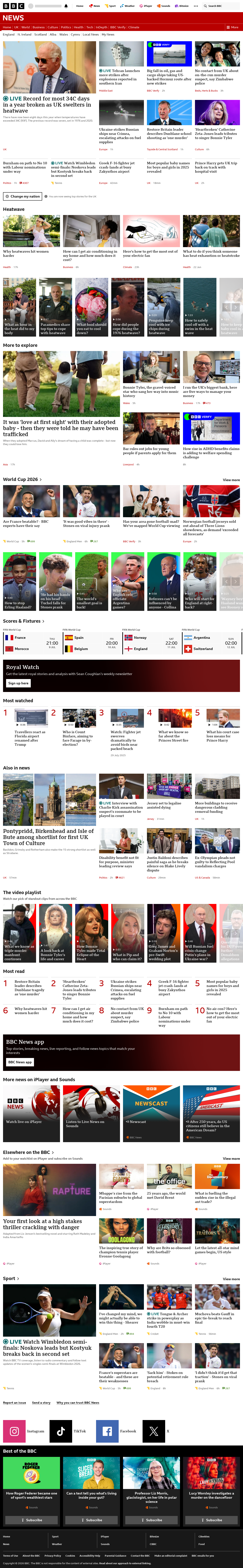 BBC News snapshot from Thursday, 9 July 2026 at 18:00