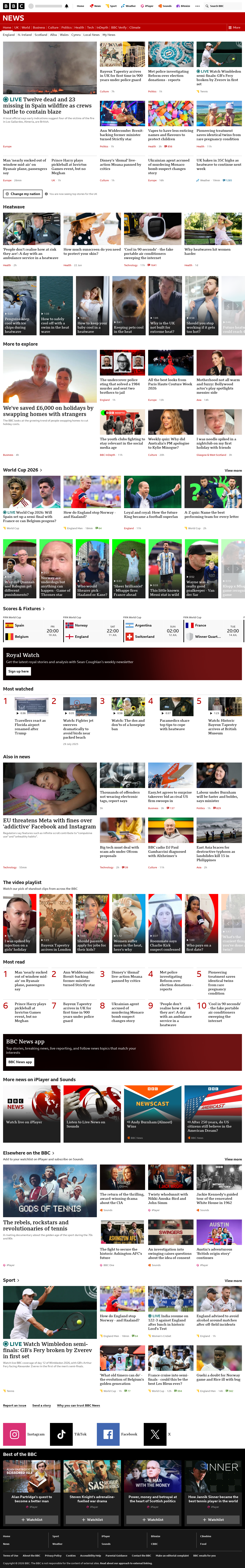 BBC News snapshot from Friday, 10 July 2026 at 14:00