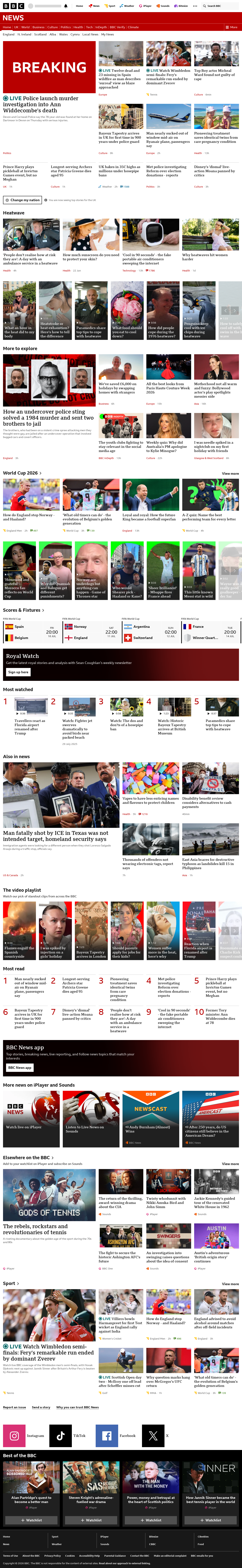 BBC News snapshot from Friday, 10 July 2026 at 16:00