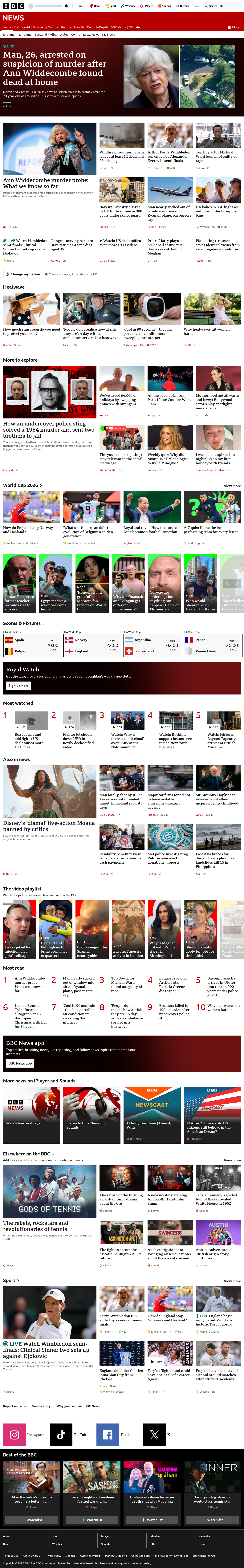 BBC News snapshot from Friday, 10 July 2026 at 18:00