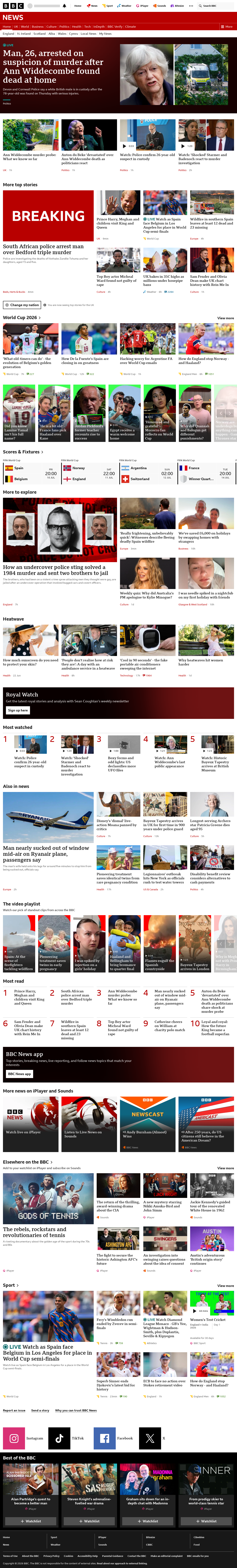 BBC News snapshot from Friday, 10 July 2026 at 20:00