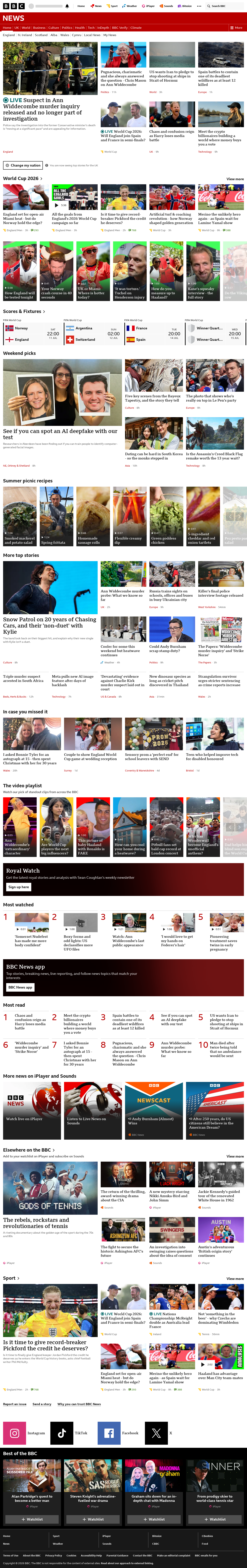 BBC News snapshot from Saturday, 11 July 2026 at 10:00