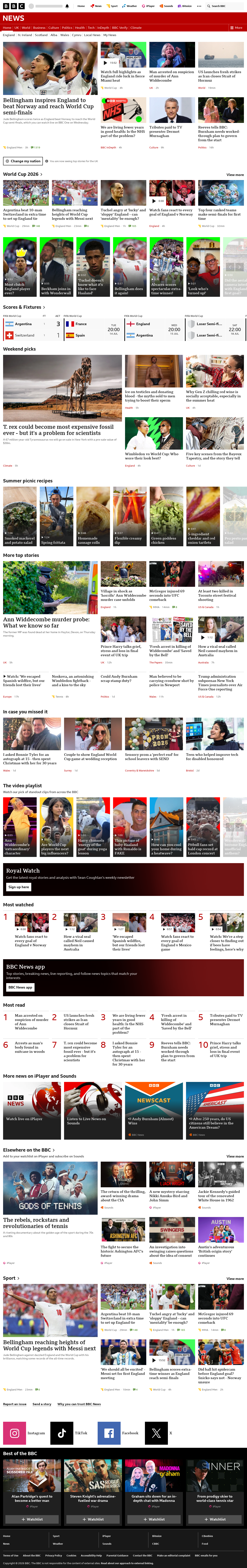 BBC News snapshot from Sunday, 12 July 2026 at 06:00