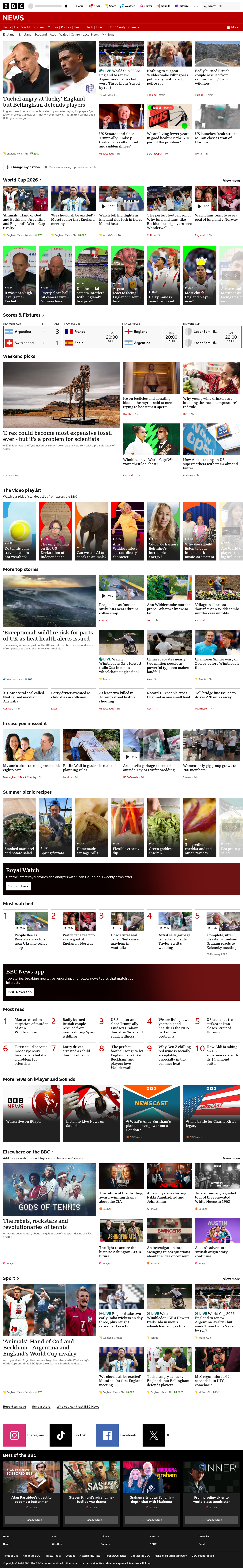 BBC News snapshot from Sunday, 12 July 2026 at 12:00