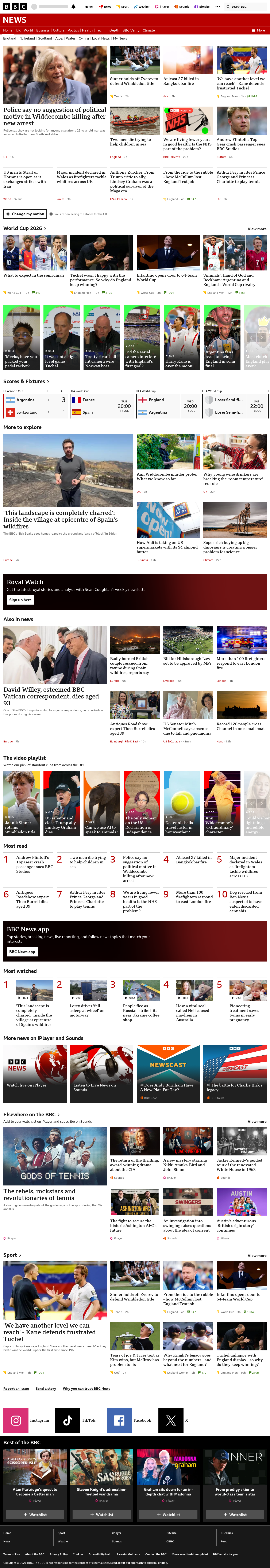 BBC News snapshot from Monday, 13 July 2026 at 00:00