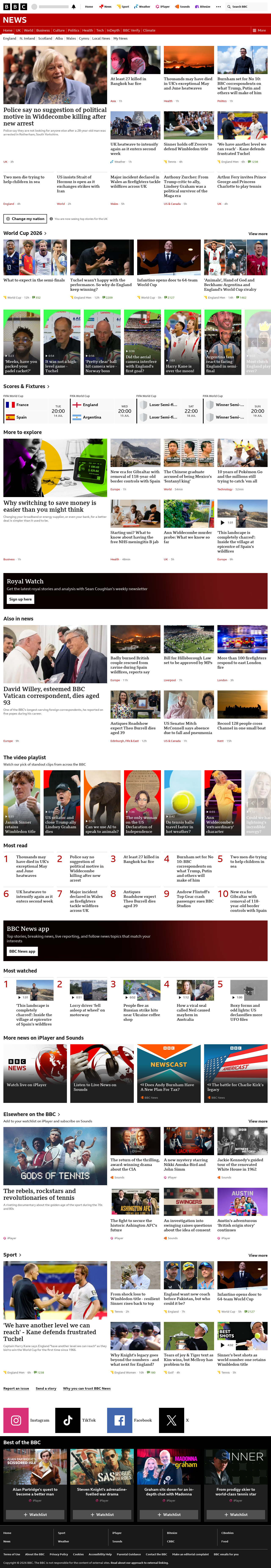 BBC News snapshot from Monday, 13 July 2026 at 02:00