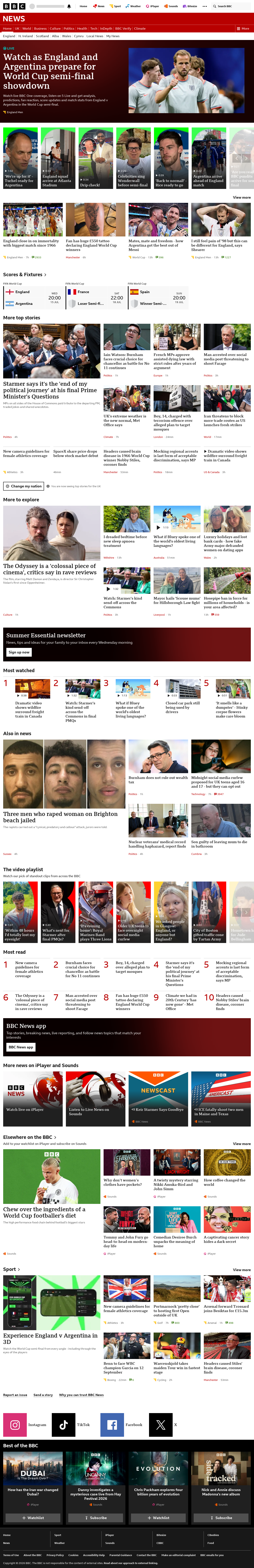 BBC News snapshot from Wednesday, 15 July 2026 at 20:00