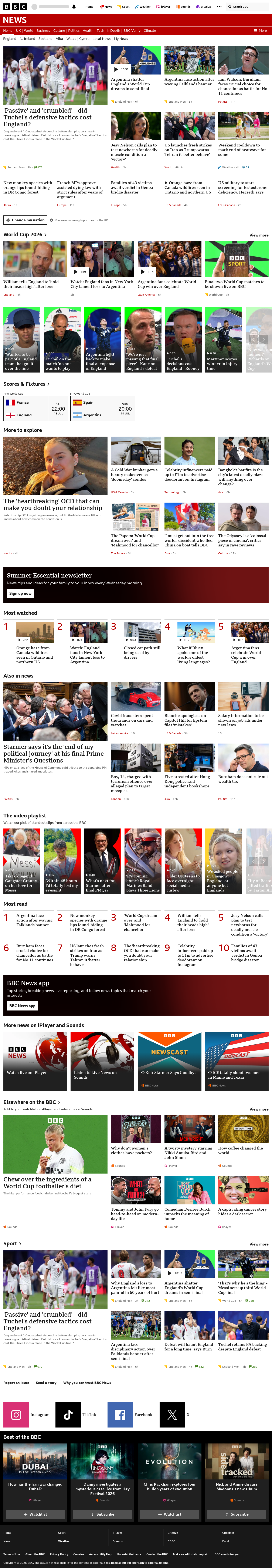 BBC News snapshot from Thursday, 16 July 2026 at 06:00