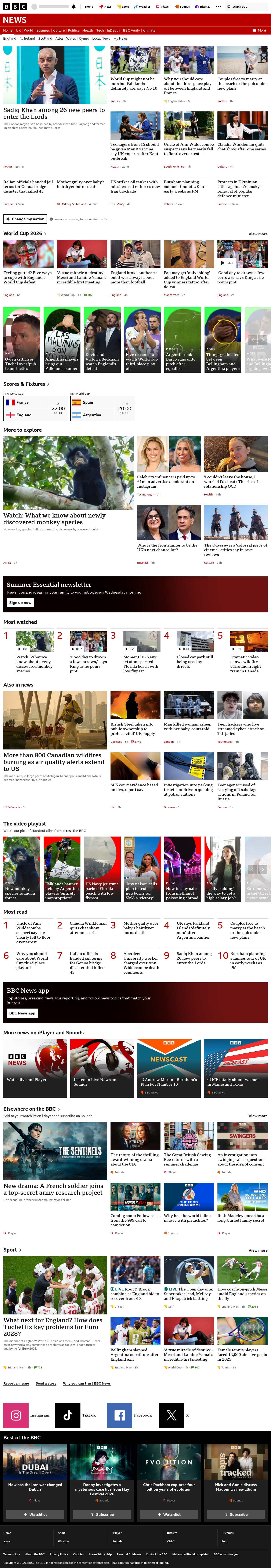 BBC News snapshot from Thursday, 16 July 2026 at 18:00