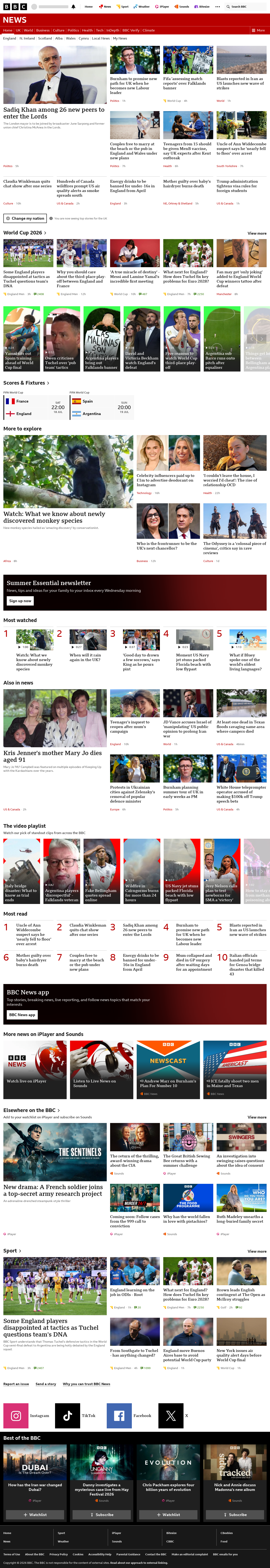 BBC News snapshot from Friday, 17 July 2026 at 00:00