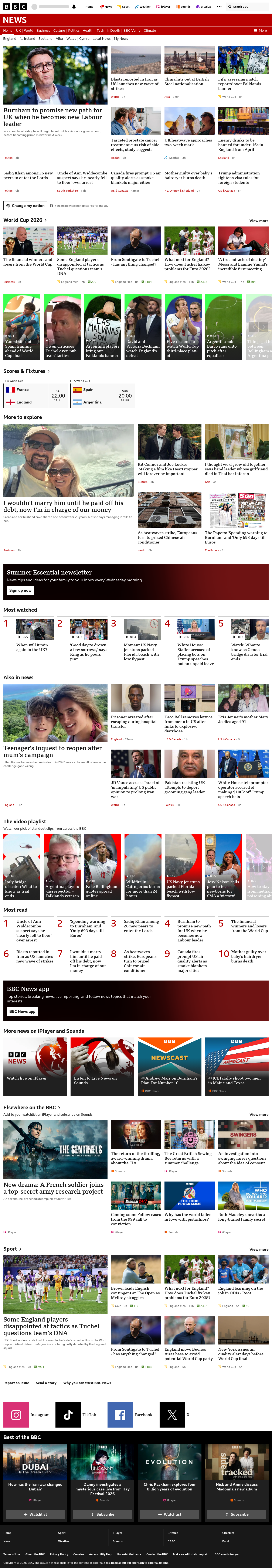 BBC News snapshot from Friday, 17 July 2026 at 04:00