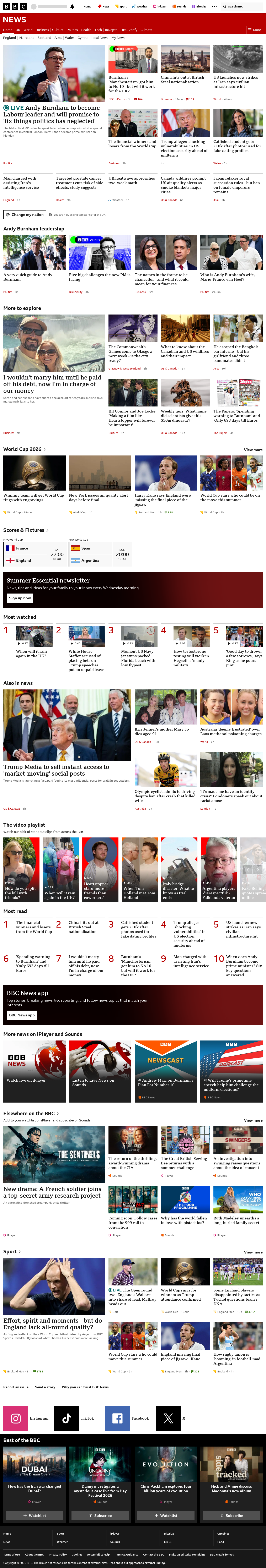 BBC News snapshot from Friday, 17 July 2026 at 10:00