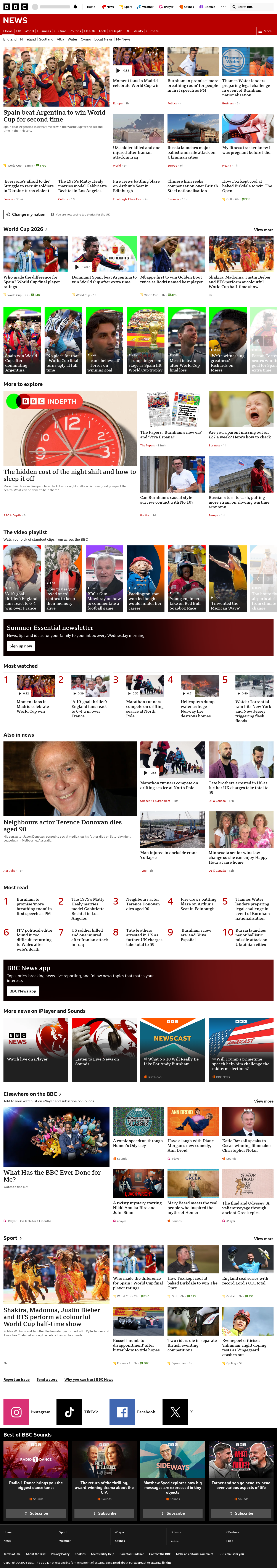 BBC News snapshot from Monday, 20 July 2026 at 02:00