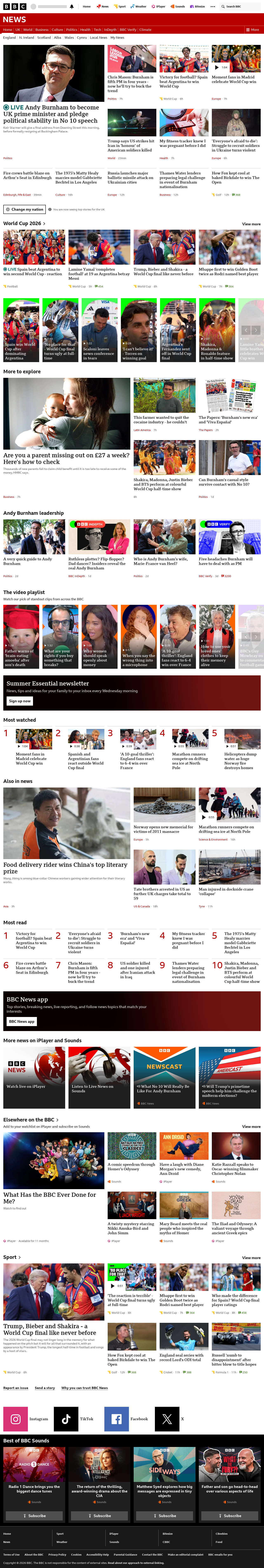 BBC News snapshot from Monday, 20 July 2026 at 08:00