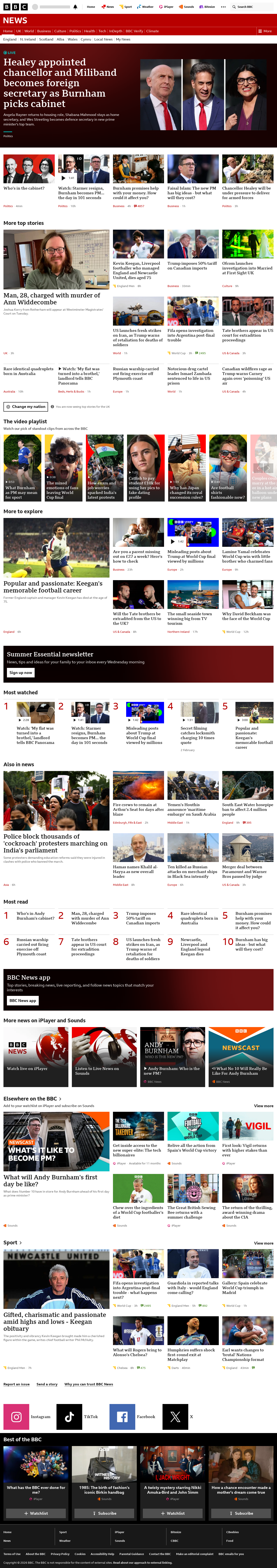 BBC News snapshot from Tuesday, 21 July 2026 at 00:00
