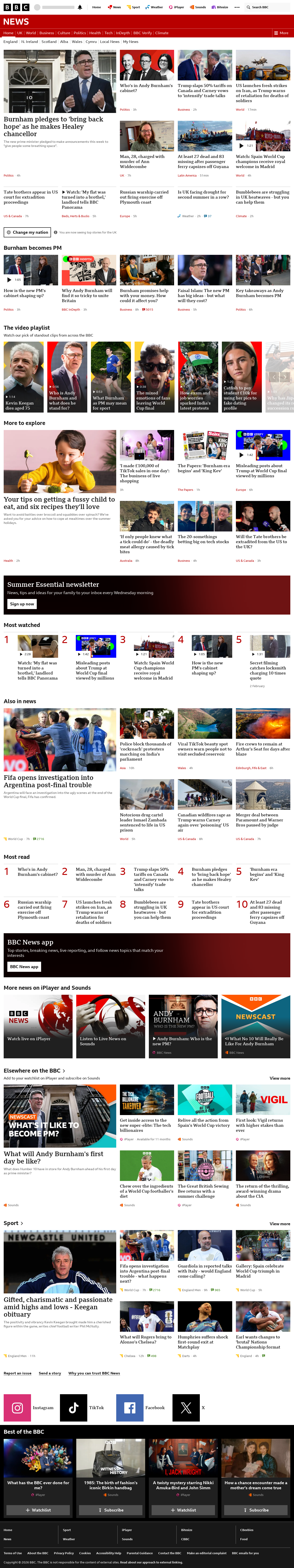 BBC News snapshot from Tuesday, 21 July 2026 at 04:00