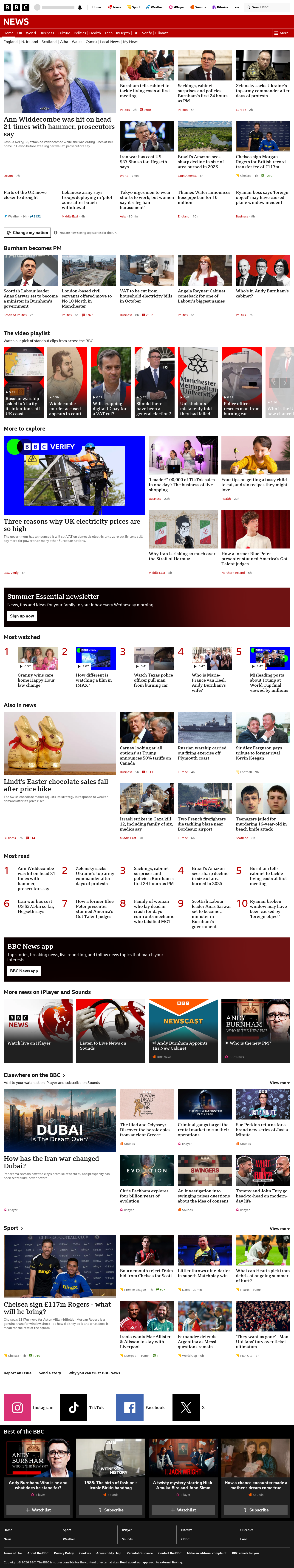 BBC News snapshot from Wednesday, 22 July 2026 at 00:00
