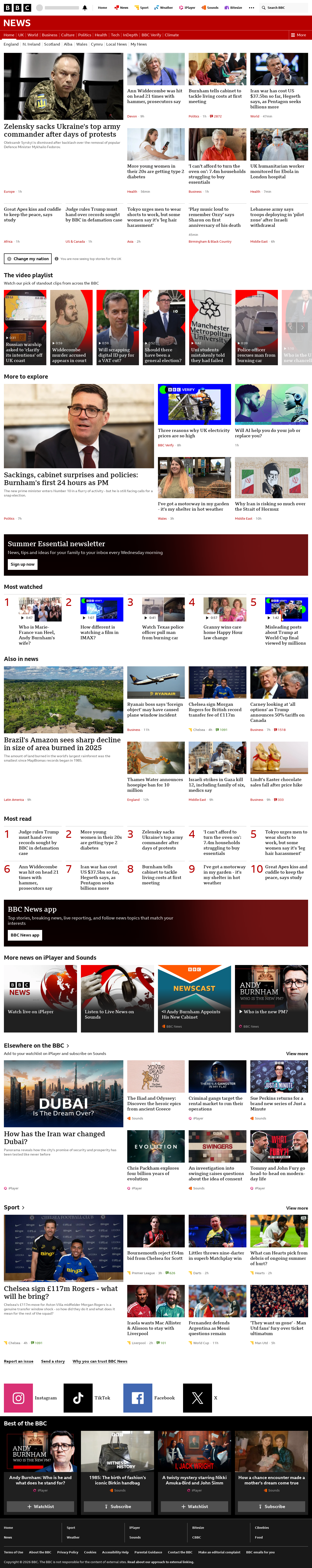 BBC News snapshot from Wednesday, 22 July 2026 at 02:00