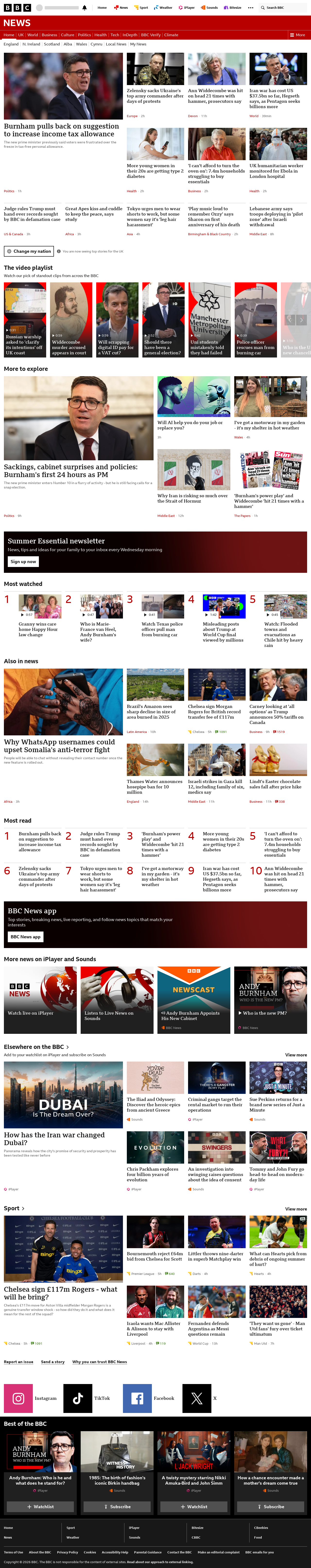 BBC News snapshot from Wednesday, 22 July 2026 at 04:00