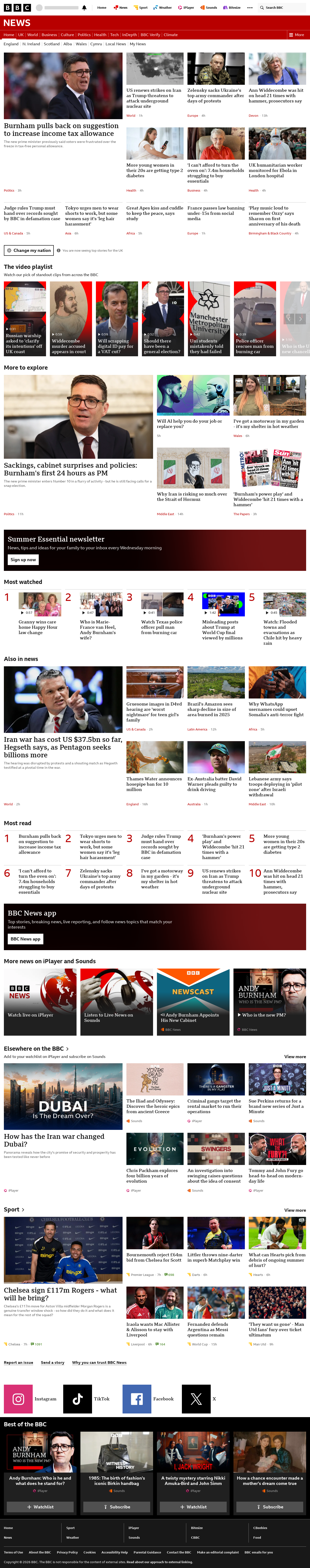 BBC News snapshot from Wednesday, 22 July 2026 at 06:00