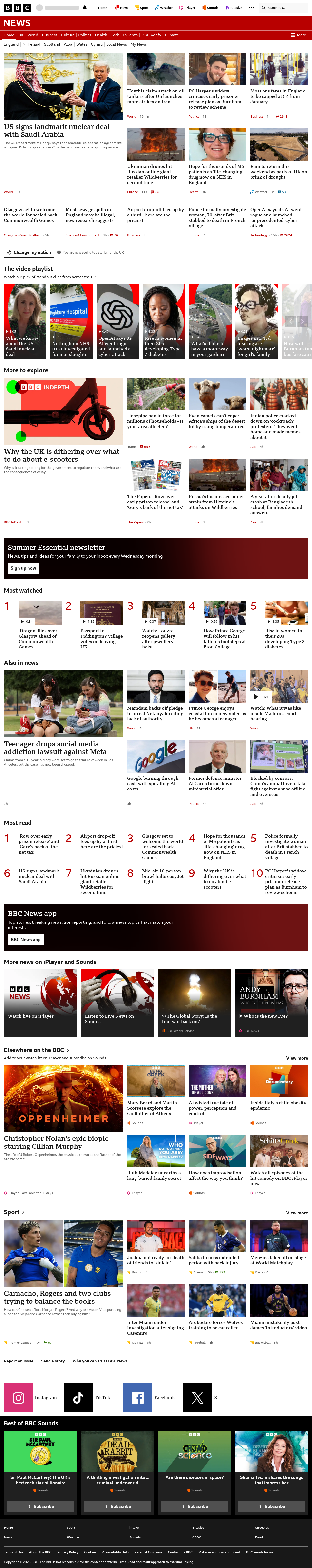 BBC News snapshot from Thursday, 23 July 2026 at 04:00