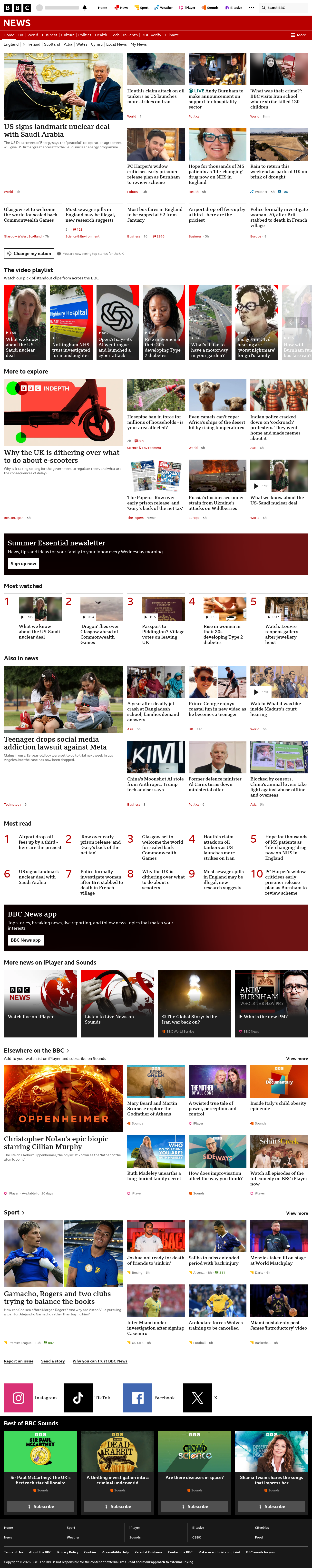 BBC News snapshot from Thursday, 23 July 2026 at 06:00