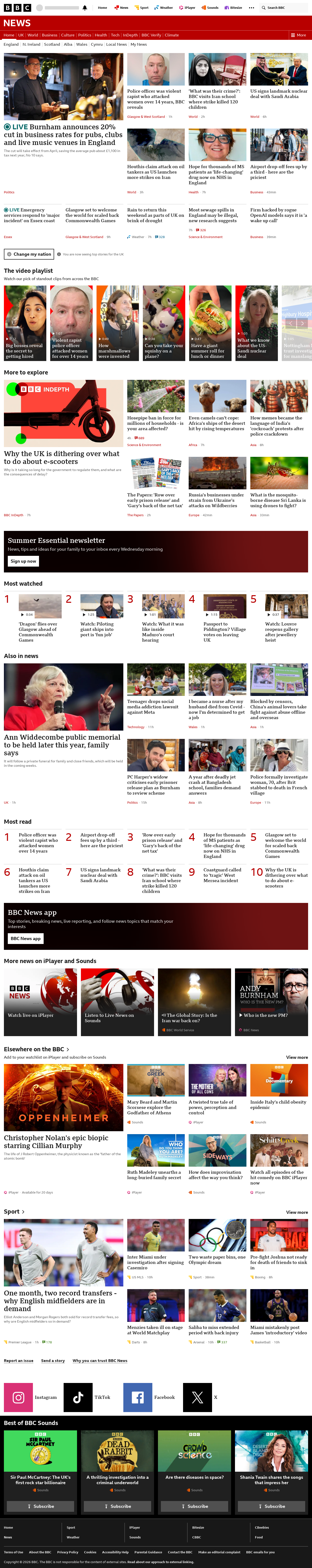 BBC News snapshot from Thursday, 23 July 2026 at 08:00