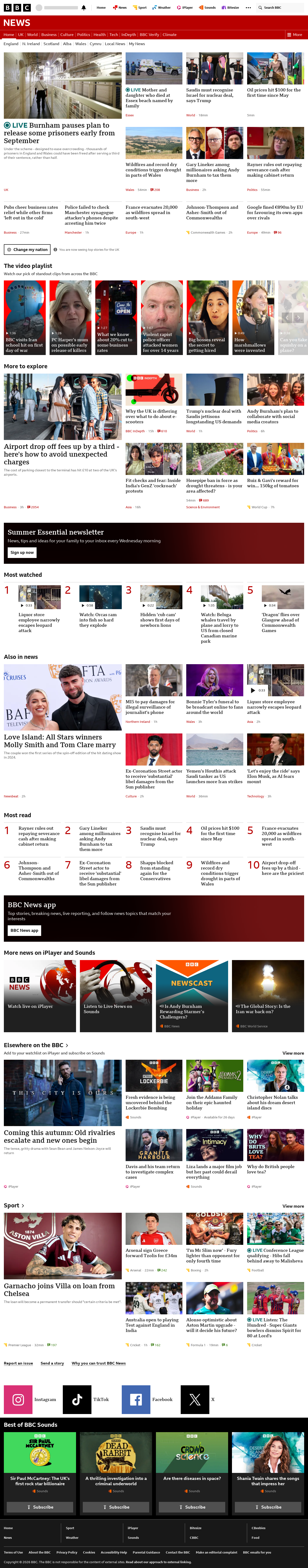 BBC News snapshot from Thursday, 23 July 2026 at 16:00