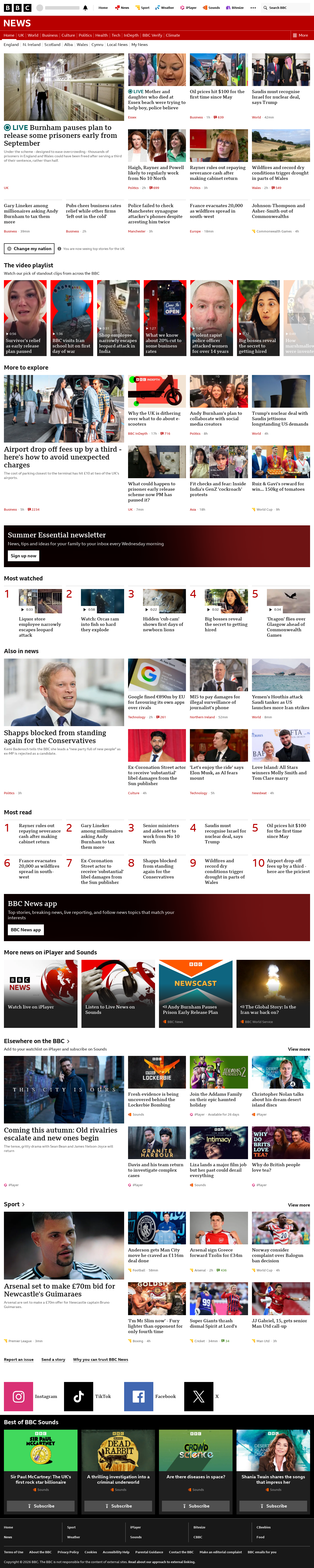 BBC News snapshot from Thursday, 23 July 2026 at 18:00