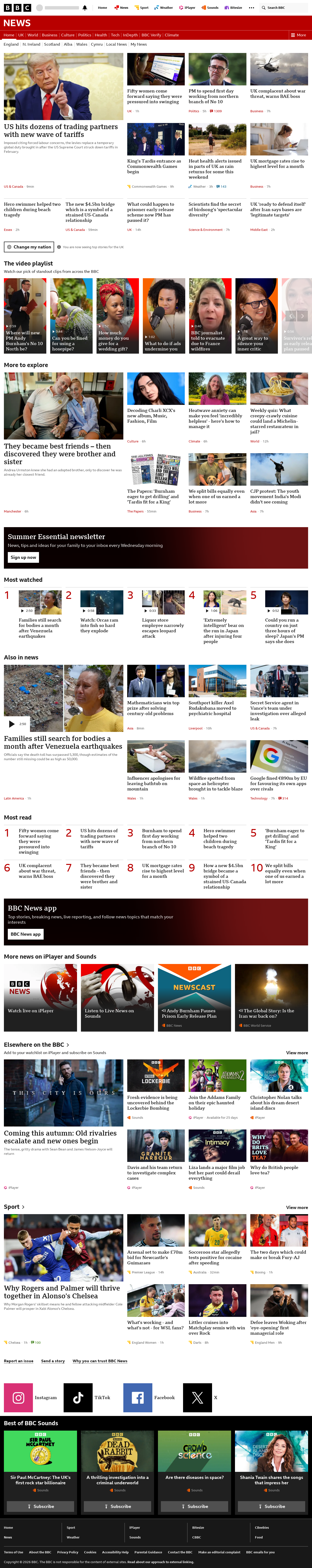 BBC News snapshot from Friday, 24 July 2026 at 08:00