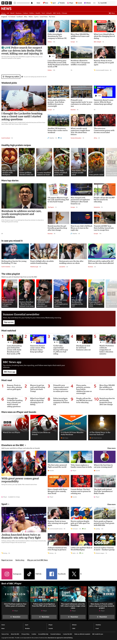 BBC News snapshot from 26 Jul 2026, 06:00