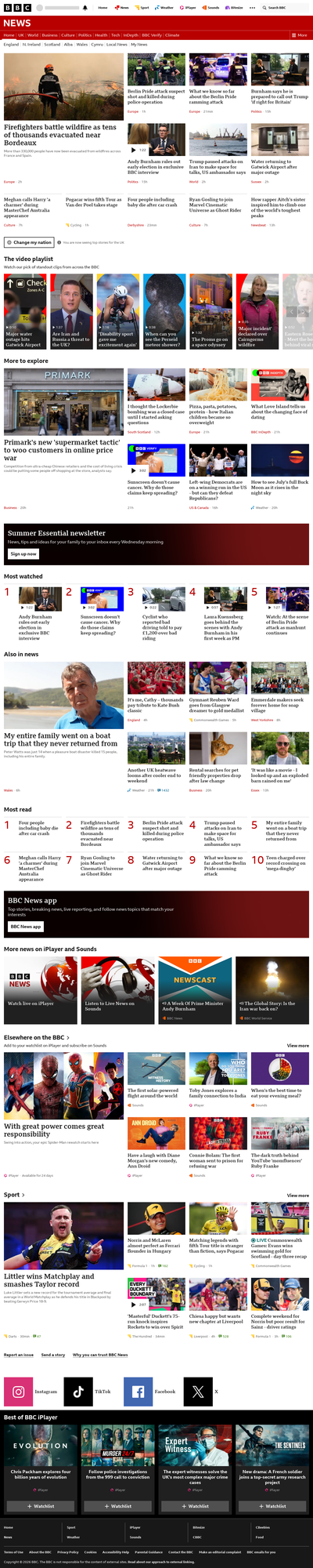BBC News snapshot from 26 Jul 2026, 22:00