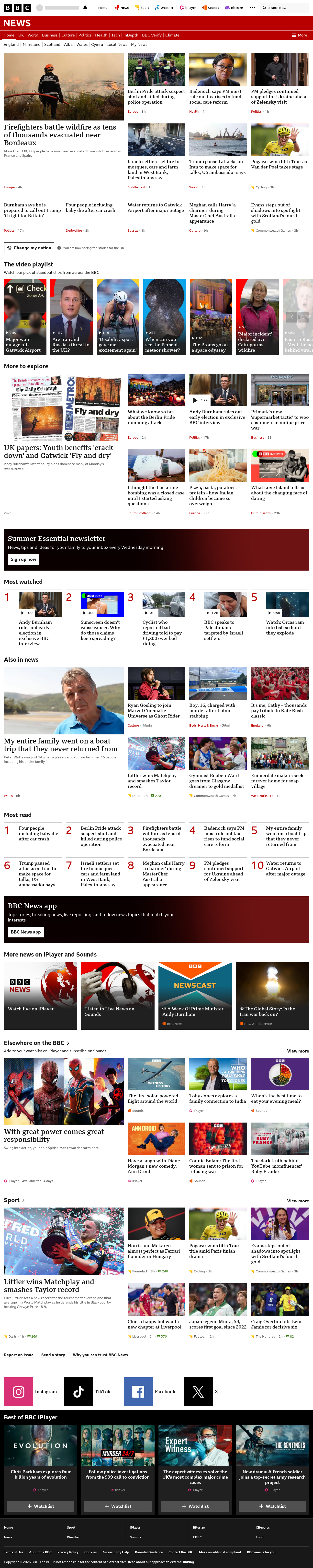 BBC News snapshot from Monday, 27 July 2026 at 00:00
