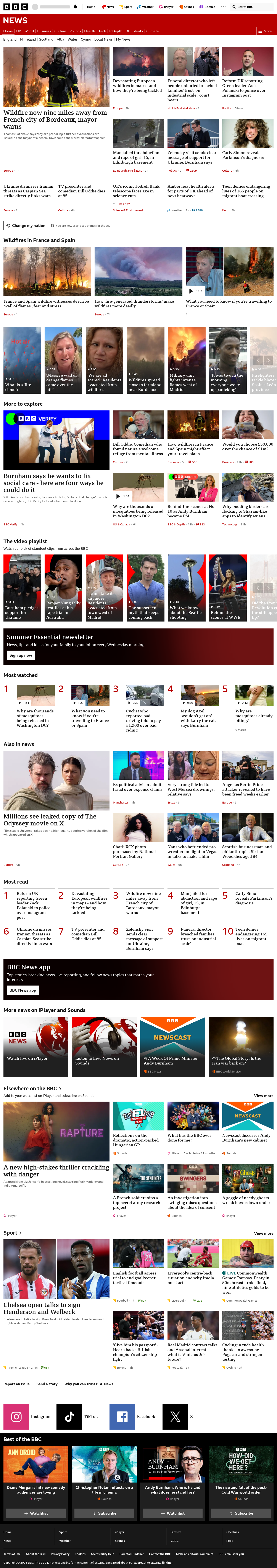 Latest BBC News snapshot
