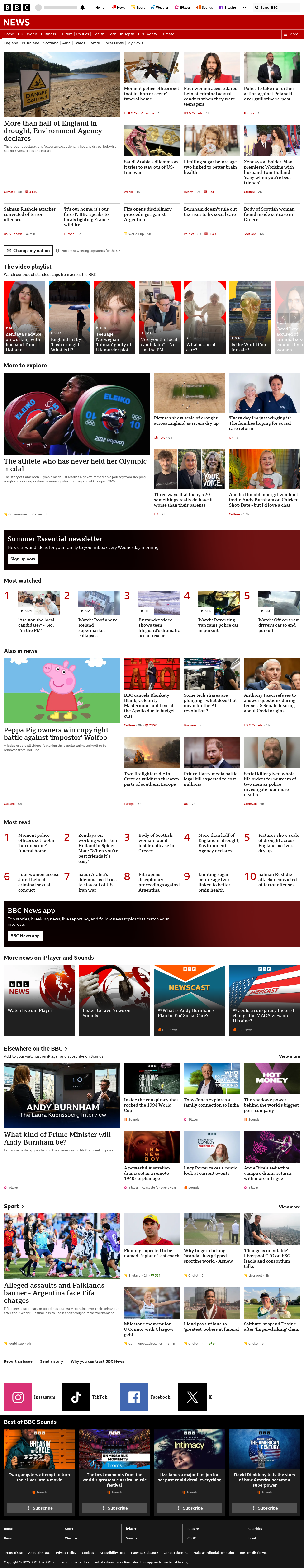 BBC News snapshot from Thursday, 30 July 2026 at 00:00