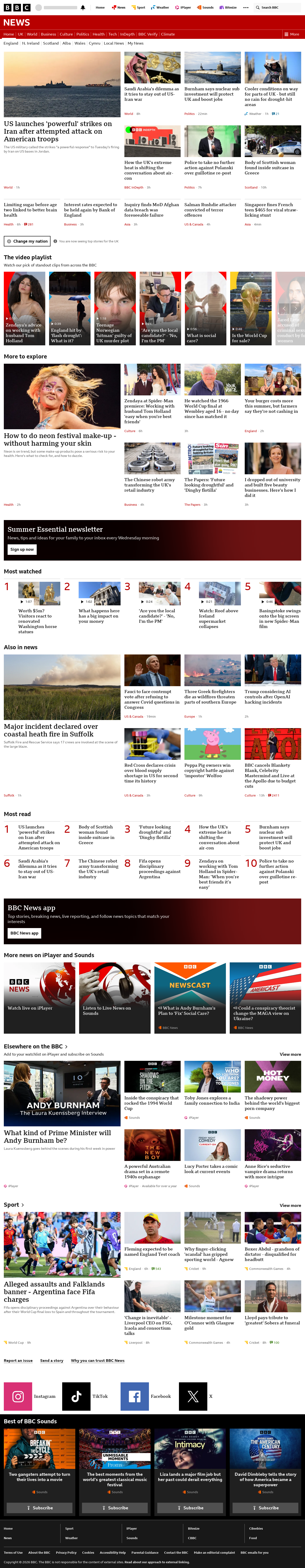 BBC News snapshot from Thursday, 30 July 2026 at 04:00