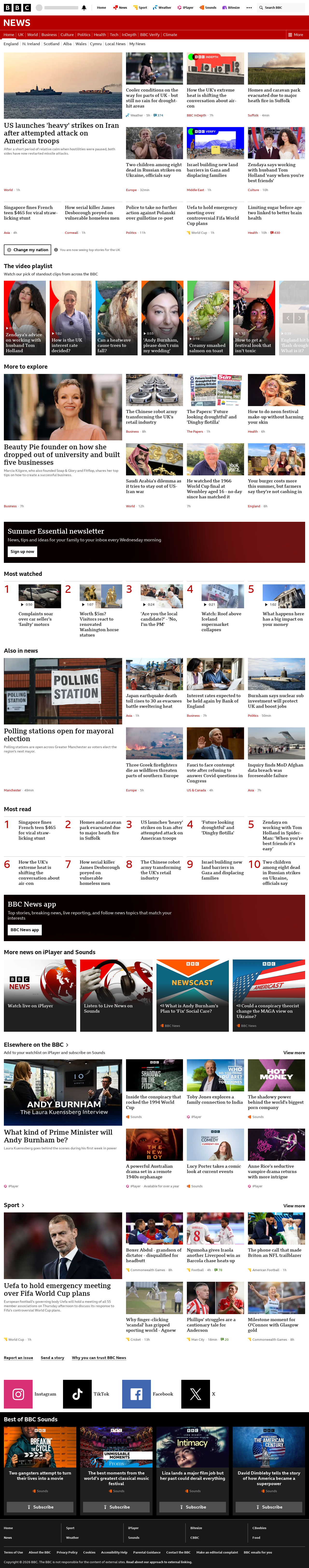 BBC News snapshot from Thursday, 30 July 2026 at 08:00