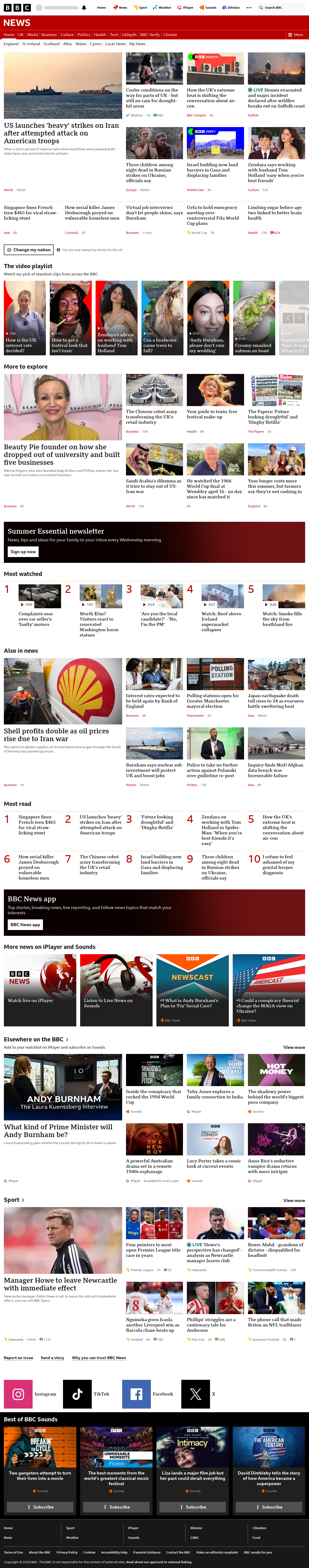 BBC News snapshot from Thursday, 30 July 2026 at 10:00