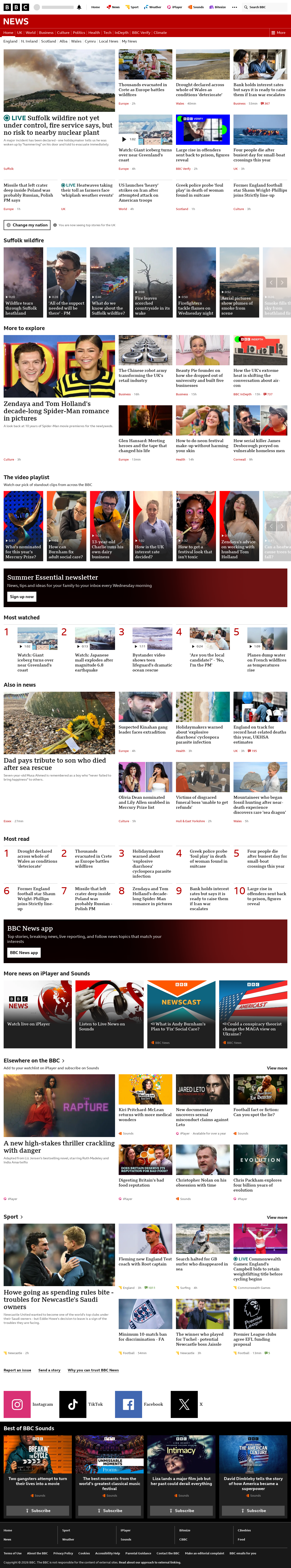 BBC News snapshot from Thursday, 30 July 2026 at 16:00
