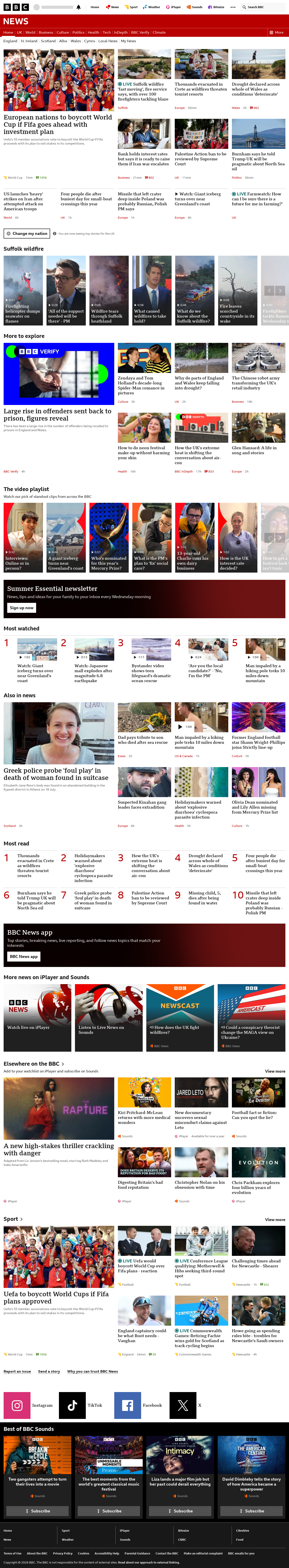 BBC News snapshot from Thursday, 30 July 2026 at 18:00